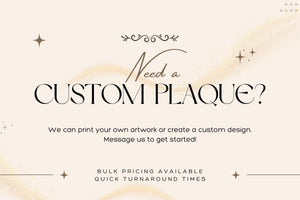 a wedding card with the words, need a custom plaque?