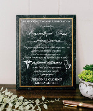 In Recognition and Appreciation to Doctor Wooden Plaque