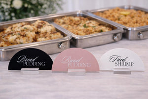Acrylic Buffet Signs Half Moon Scalloped Dessert Table Wedding Food Labels
