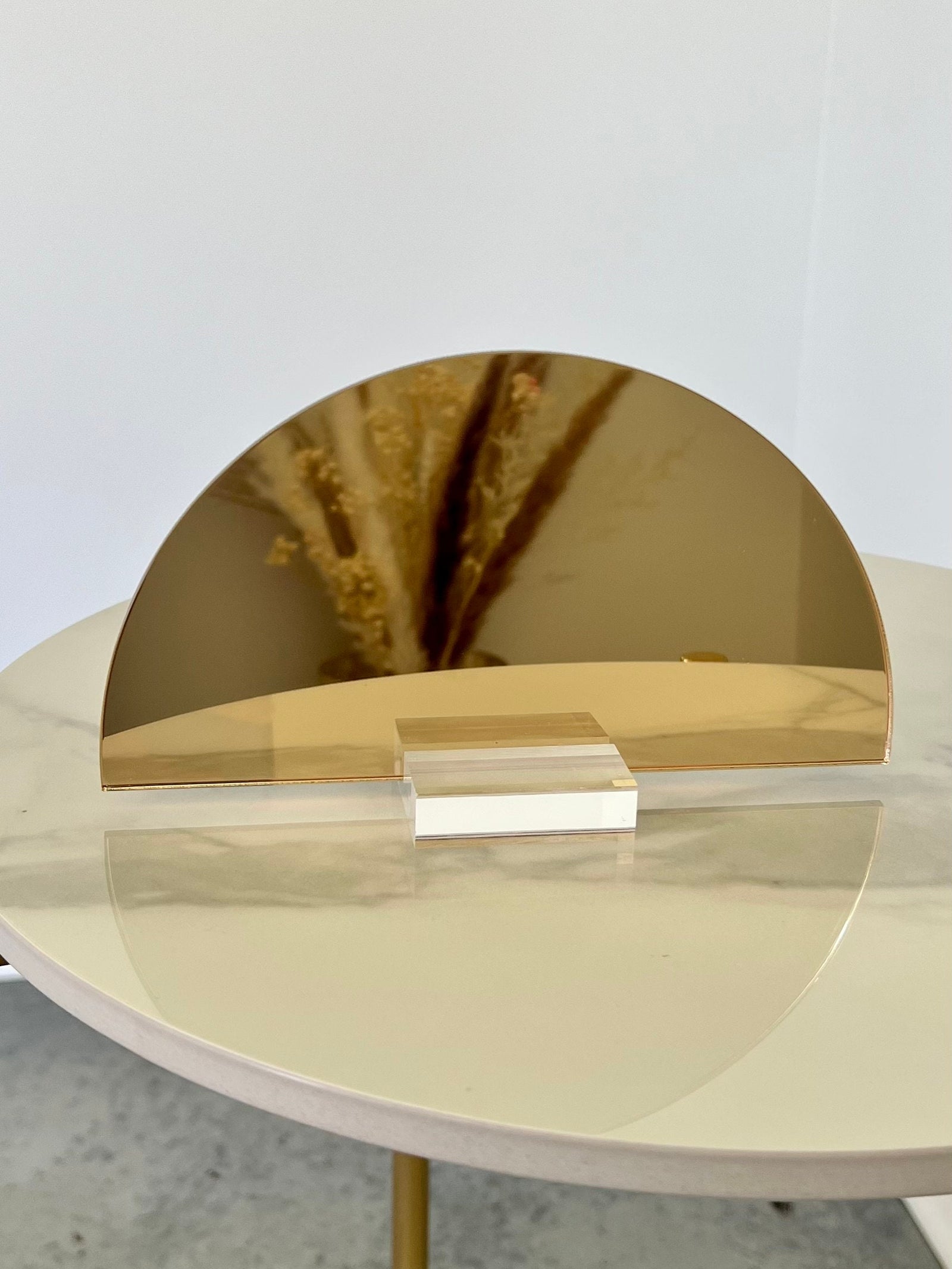 Half Moon Shaped Gold Silver or Rose Gold Mirror Acrylic Wedding Place Card Table Number Blank Signs | DIY Perspex Blanks | Wholesale Craft