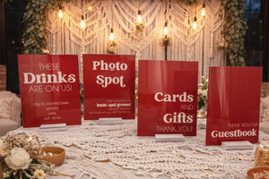 Wedding Acrylic Signs Retro Groovy 60s 70s Sign Bundle For Guestbook Gifts And Cards