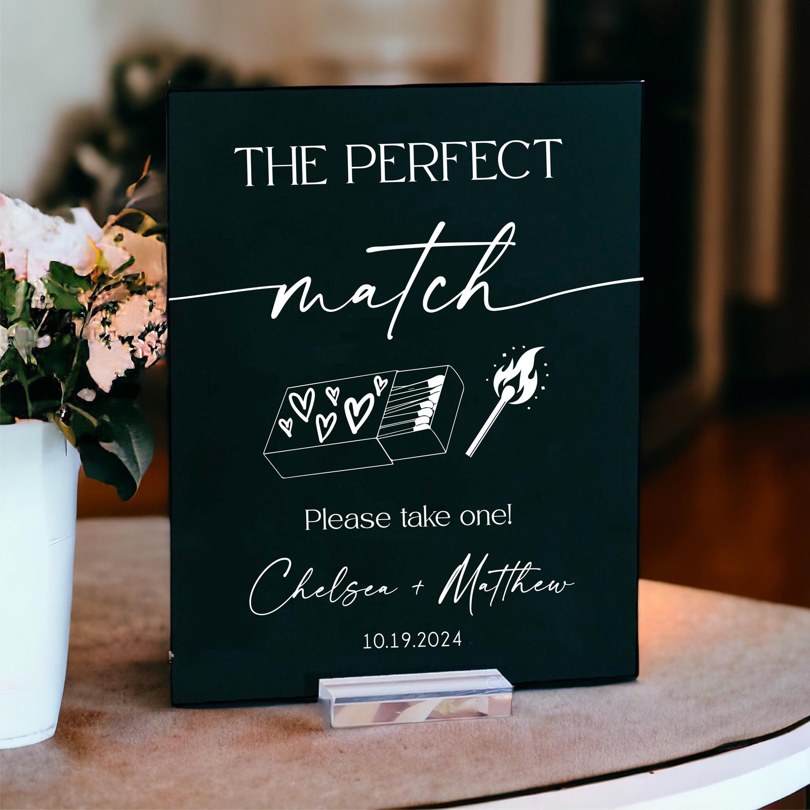The Perfect Match MatchBox Thank You For Coming Favors Please Take One Acrylic Wedding Sign Table Strike Matchbook Favours Signage