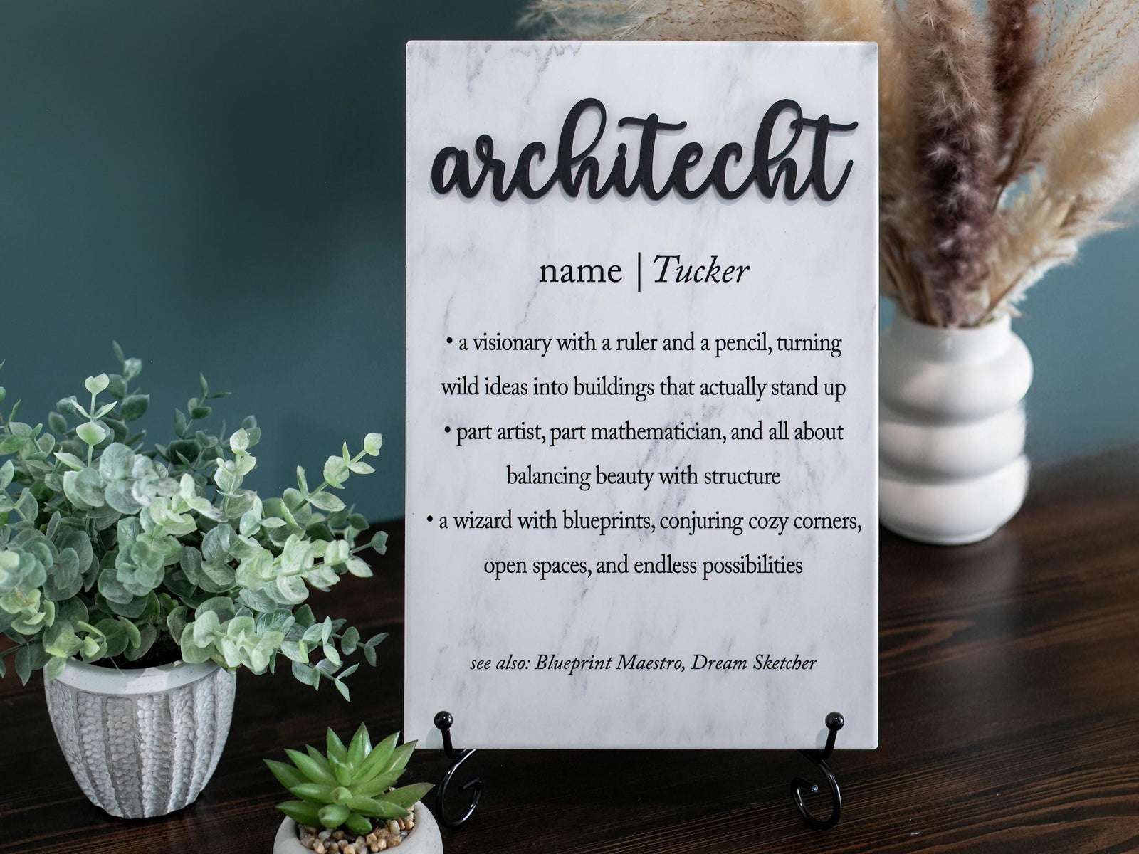 TP-3DARC 3D Architect Ceramic Tile Plaque Gift From Boss, Office Decor Personalized Present With Name for Employees; Coworkers; Interior Designer;