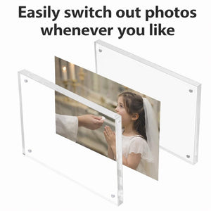 Personalized Baptism Confirmation First Communion Gift, Religious Acrylic Magnetic Photo Frame Block