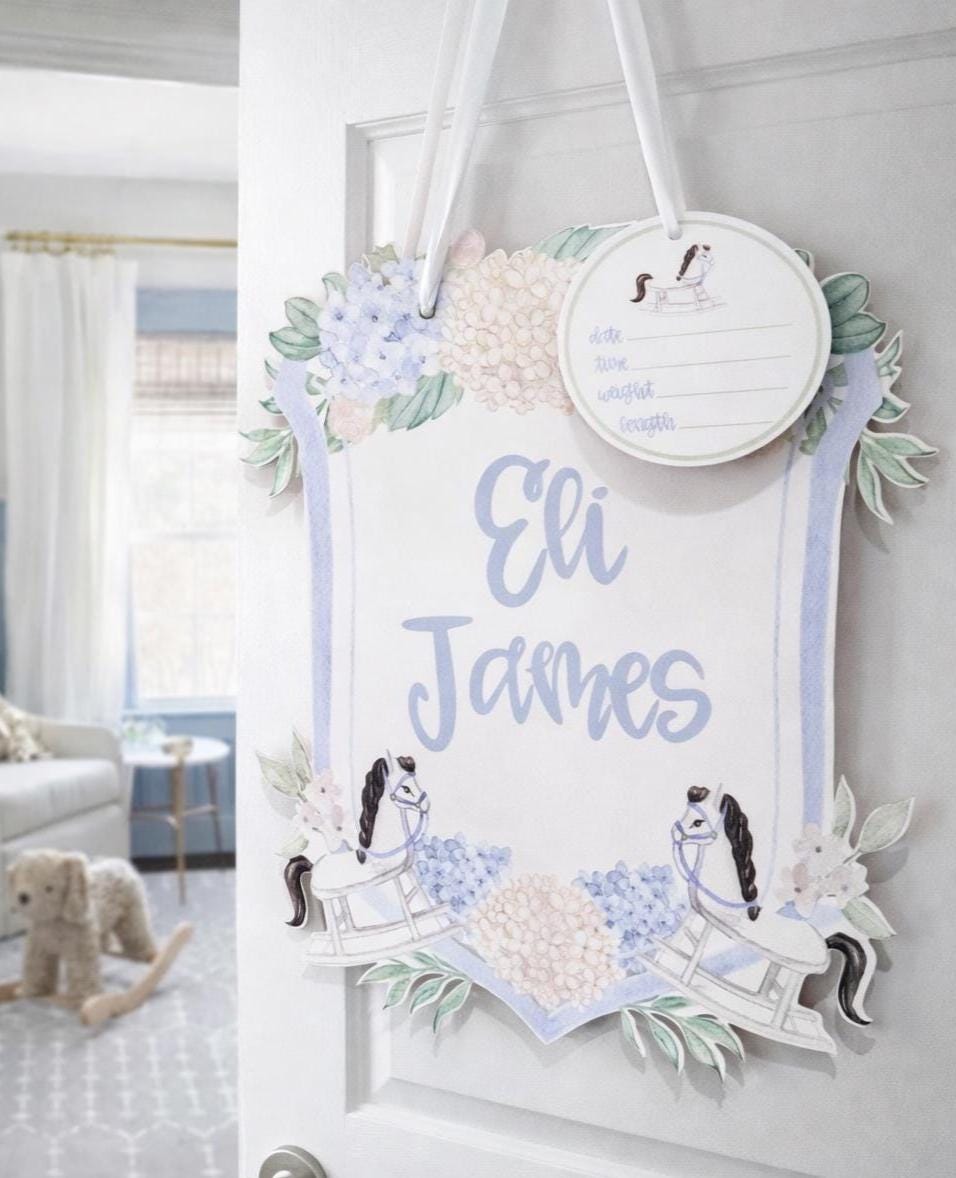 Rocking Horse Newborn Baby Hospital Door Hanger