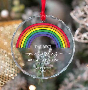 Rainbow IVF Journey Crystal Glass Ornament - Miracle of Life Keepsake