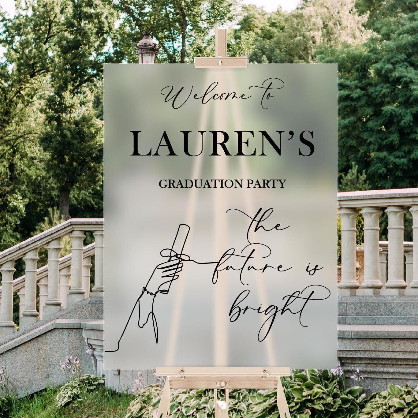 F9-GRD9 Welcome To Personalized Acrylic Graduation Entry Sign Decor, The Future Is Bright Party, Class of 2025, High School Grad Event, Cap + Gown