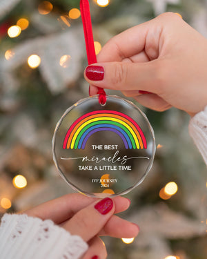 Rainbow IVF Journey Crystal Glass Ornament - Miracle of Life Keepsake