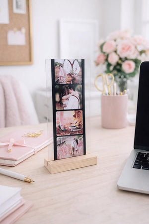 Retro Film Photo Plaque - Acrylic Photo Display With Film Strip Collage