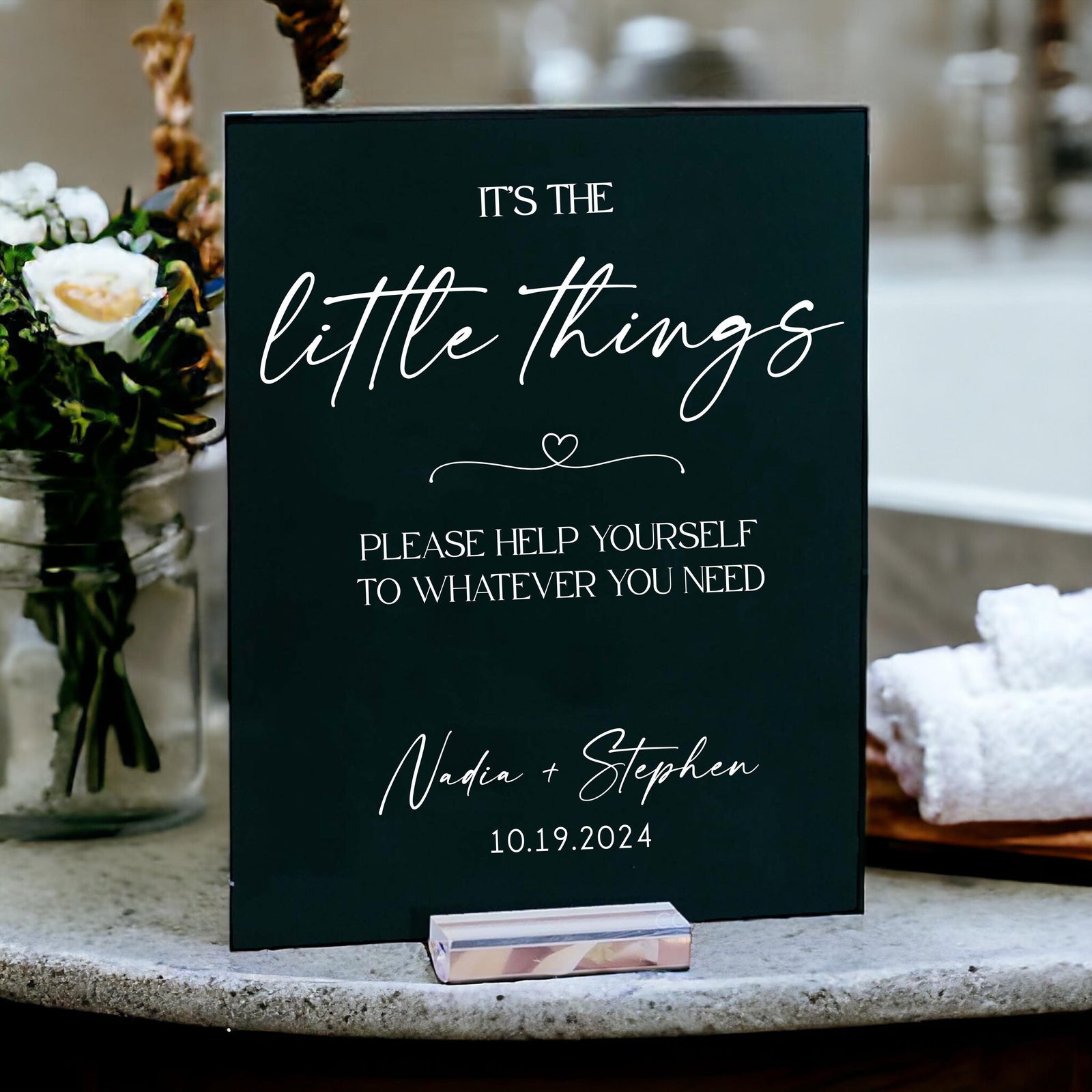 It&#39;s The Little Things Please Help Yourself Bathroom Sign Acrylic Wedding Sign Restroom Basket Ladies Gents Plexiglass Perspex Lucite Print