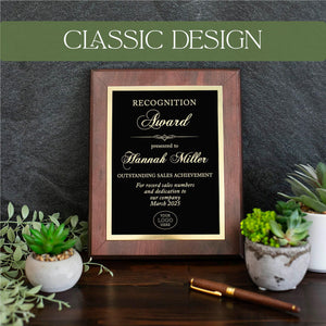 ENGRAVED Award Recognition Plaque