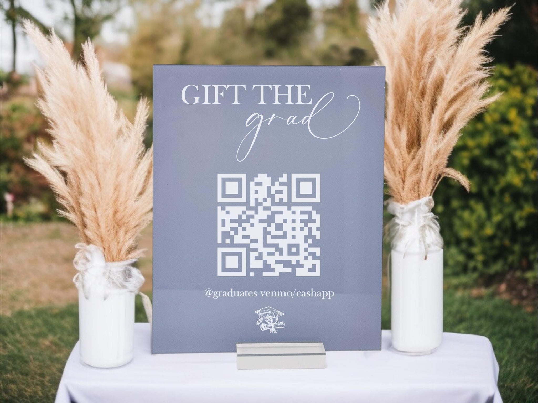 venmo grad card F9-GRD3 Custom Acrylic Sign QR Code Venmo Cash App Graduation Gift, Personalized Cap + Gown Decor, Class of 2025, High School Grad Party Ideas Event