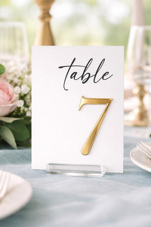 Acrylic Table Number Sign - Blush Gold Modern Calligraphy Wedding Decor