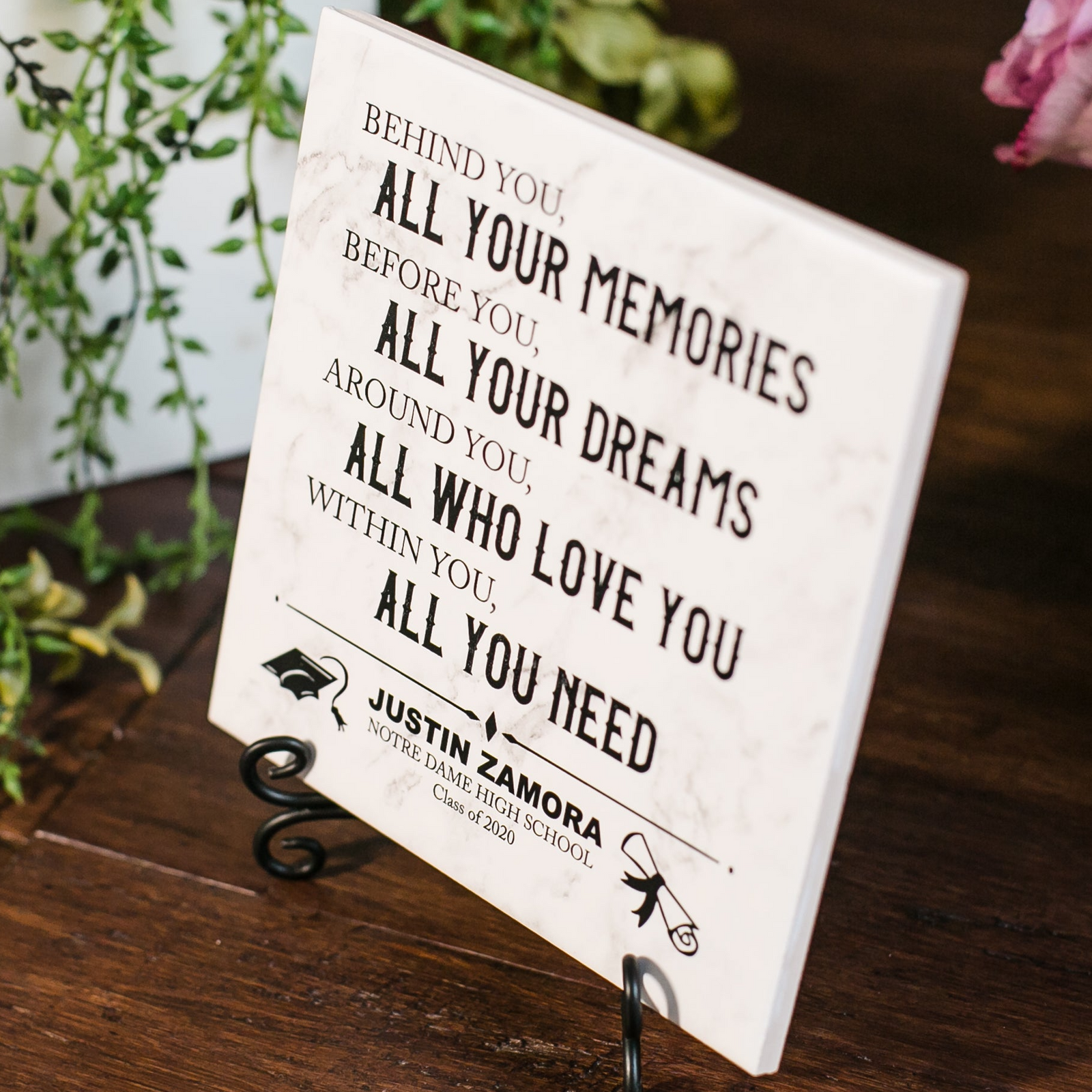 Congratulations On Your Graduation BLOCK Font Personalized Tile Plaque