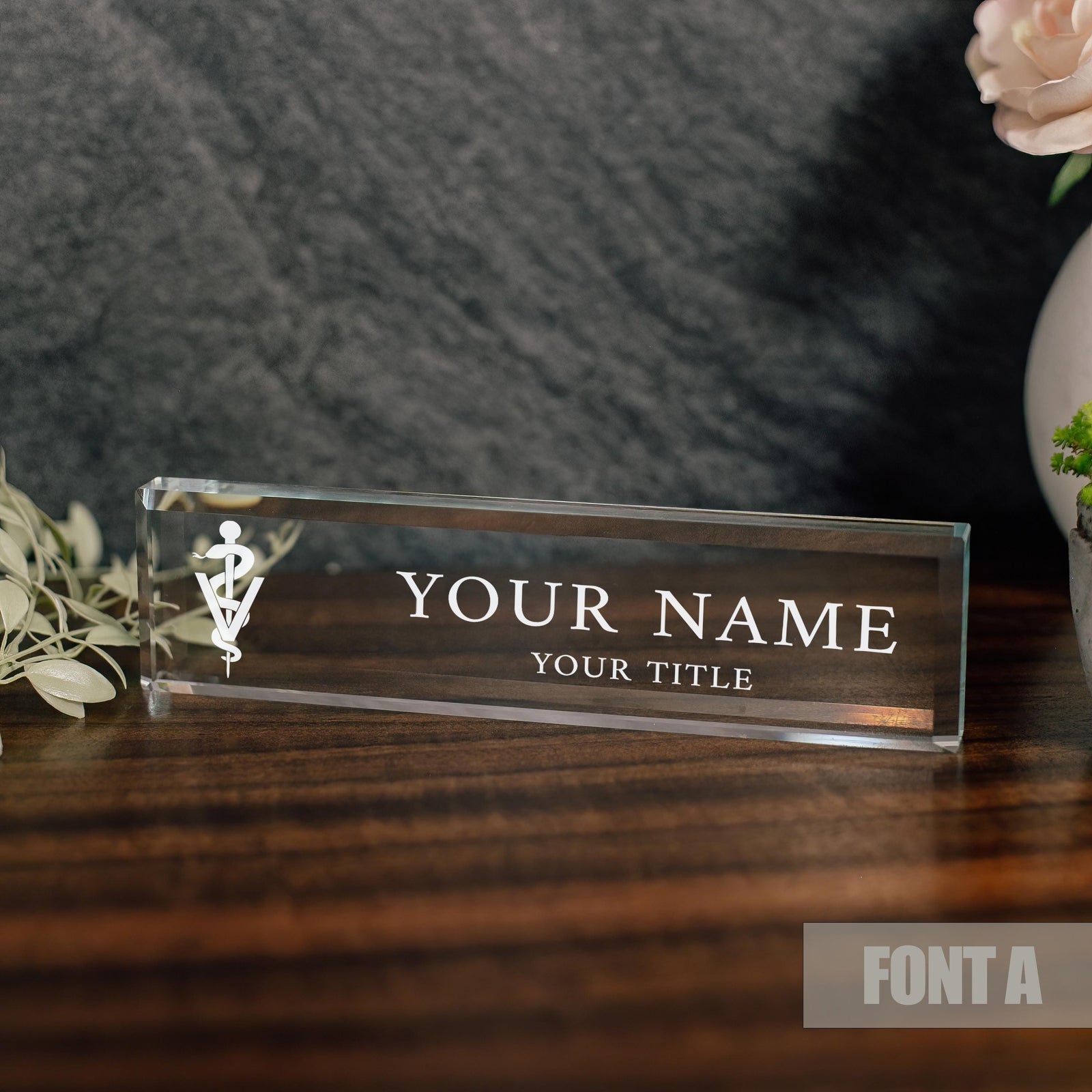 Veterinarian Personalized Glass Nameplate