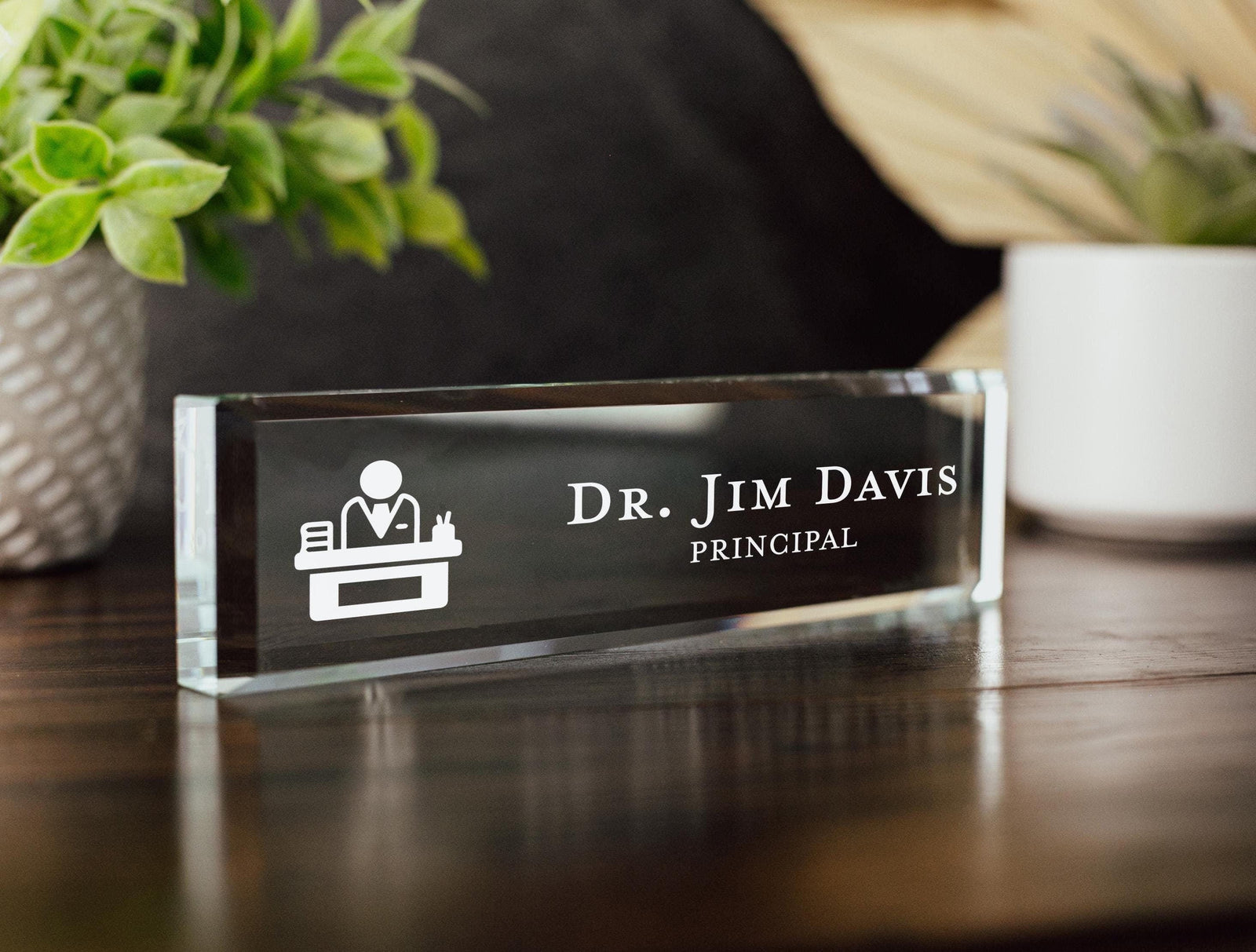 Principal Glass Office Desk Name Plate, Head Of School Nameplate, Headmaster Appreciation Gift, Assistant Principal Gift From Teachers GNP-PRN2