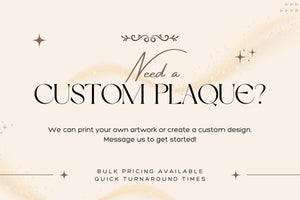 a wedding card with the words, need a custom plaque?