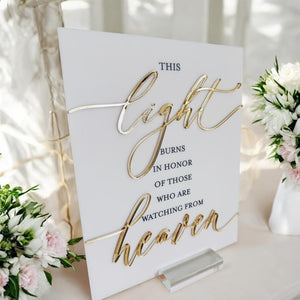 Wedding Memorial Sign Acrylic 3D Mirror This Light Burns In Loving Memory