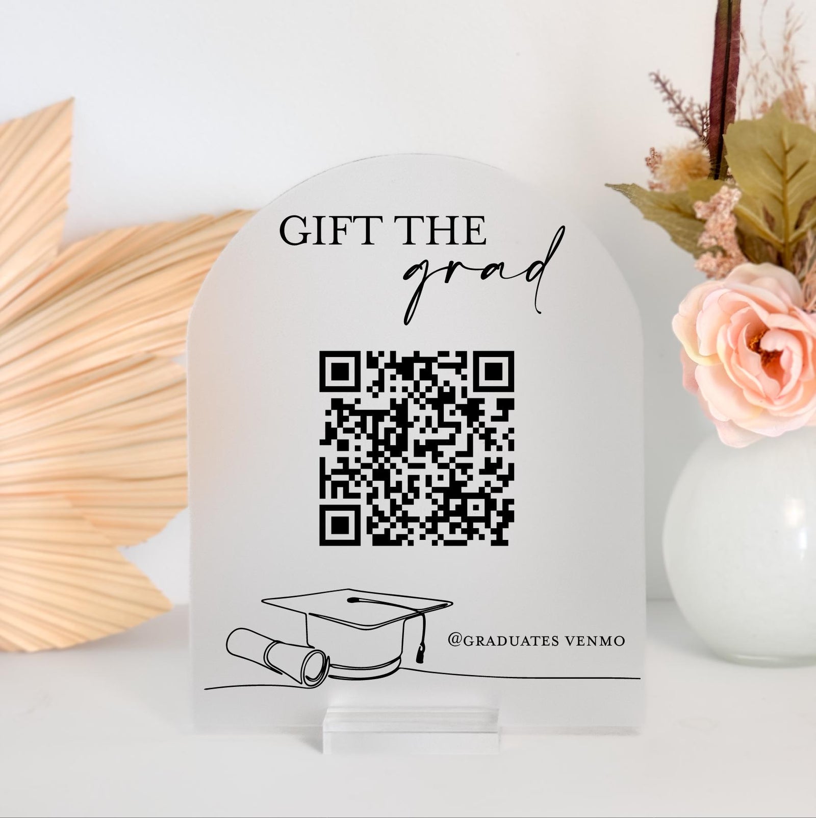 F11-GRD2 Gift The Grad Personalized Acrylic Graduation Sign Decor Diploma Party Ideas Class of 2025, High School Senior Event, Cap + Gown