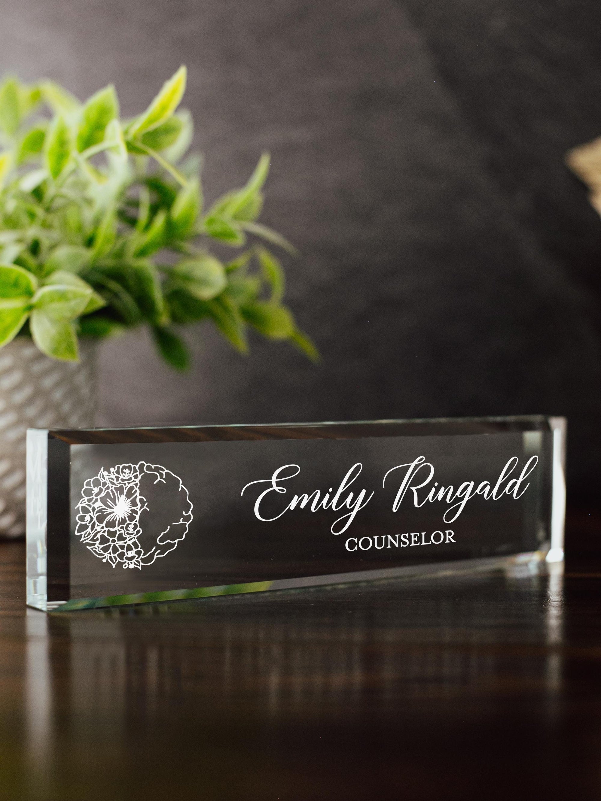 Counselor Therapist Glass Office Desk Name Plate GNP-COUN