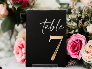 Acrylic Table Number Sign - Blush Gold Modern Calligraphy Wedding Decor