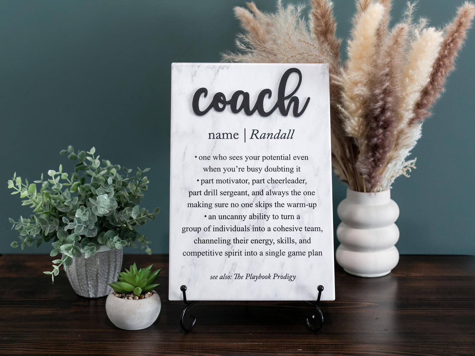 TP-3DCOA 3D Coach Ceramic Tile Plaque Gift, Personalized Thank You Present from Team; Football Sports Coach; Retirement Gift; Coaches Athletic Award