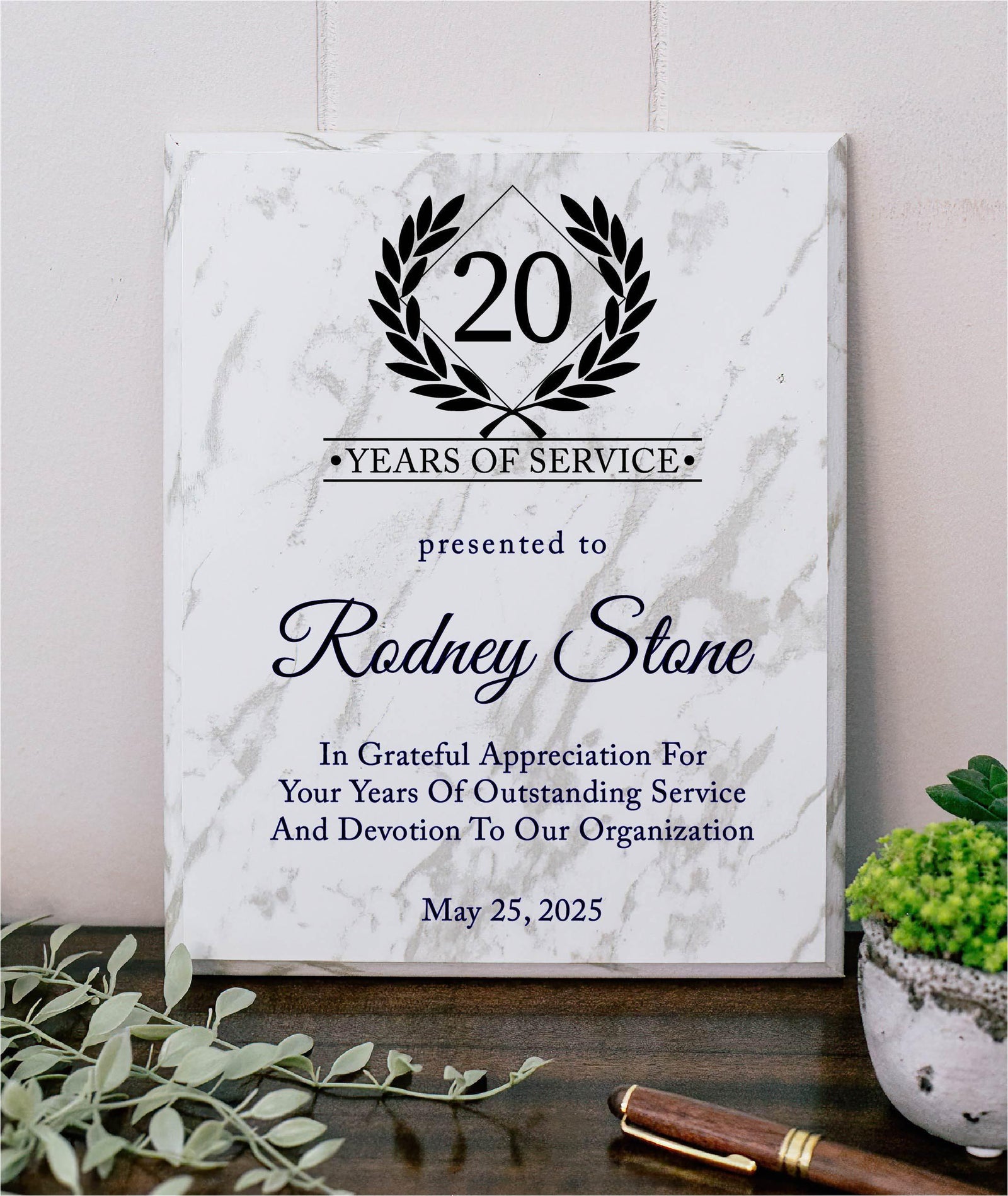 Marble Years Of Service Plaque