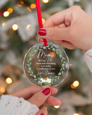 Personalized Mother Of The Bride/Groom Wedding Day Ornament Gift, Custom Beveled Crystal Glass Thank You Mom As I Say I Do Custom Keepsake