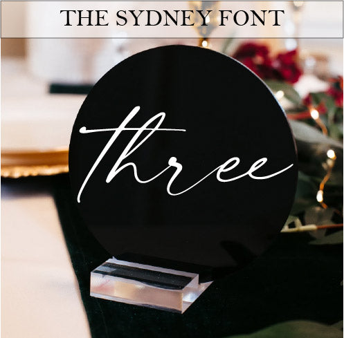 CHOOSE YOUR FONT: Round 5” Script Table Numbers