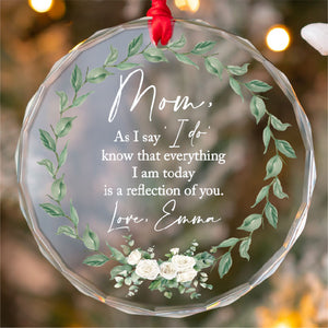 Personalized Mother Of The Bride/Groom Wedding Day Ornament Gift, Custom Beveled Crystal Glass Thank You Mom As I Say I Do Custom Keepsake