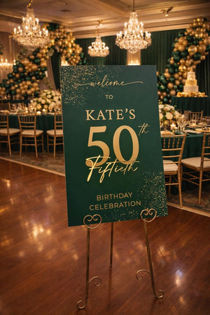 Gold Mirror Birthday Sign – 3D Acrylic Welcome Sign for Milestone Parties