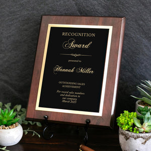 ENGRAVED Award Recognition Plaque
