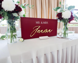 3D Acrylic Wedding Sign – Mirrored Mr Mrs Head Table Decor Gold Frosted