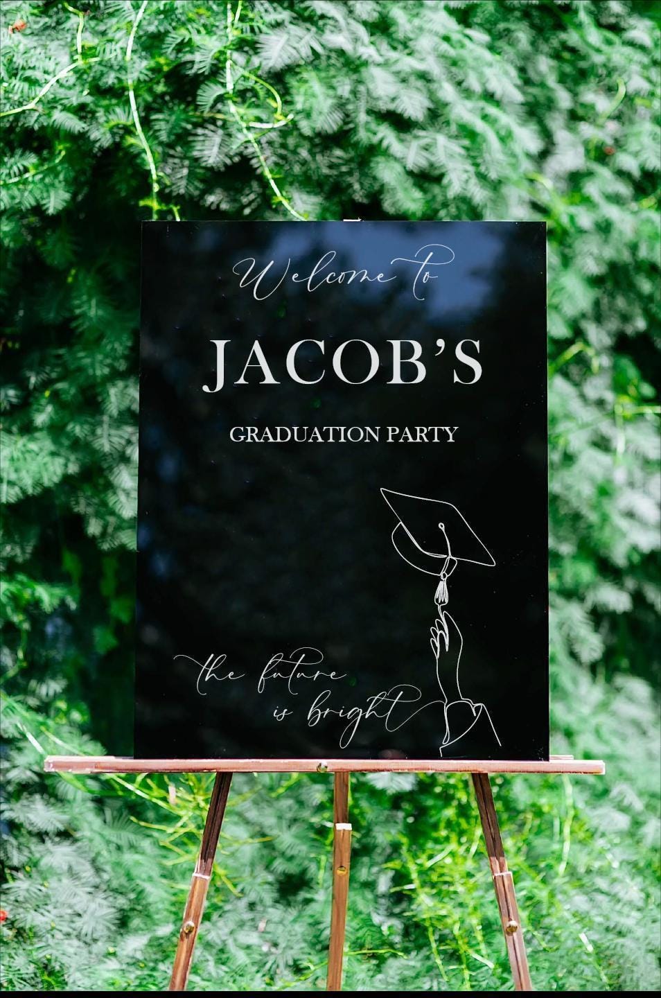 F9-GRD8 Welcome To Personalized Acrylic Graduation Entry Sign Decor, The Future Is Bright Party, Class of 2025, High School Grad Event, Cap + Gown