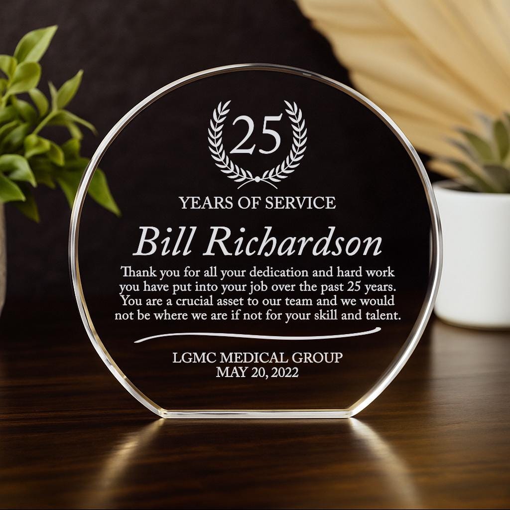 20 25 30 35 Years of Service Crystal Award