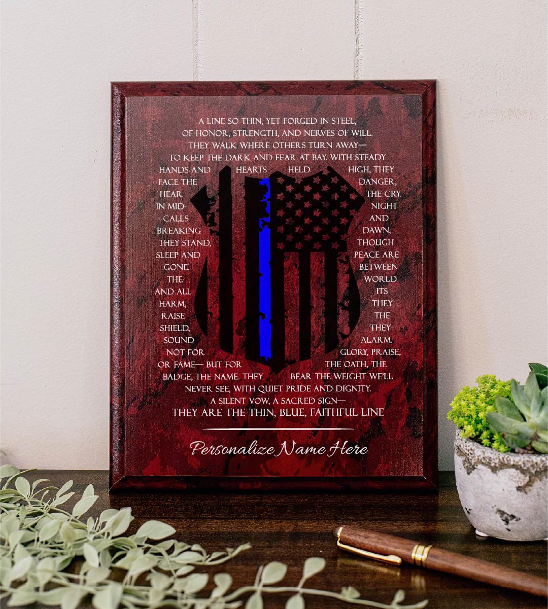 Police Officer Prayer for Policeman Policewoman Plaque