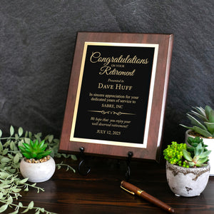 ENGRAVED Retirement Employee Appreciation Sign Plaque