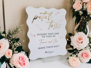 3D Petal Toss Send Off Acrylic Sign, Newlywed Flower Sendoff Signage, Flower Confetti Throw Wedding Exit