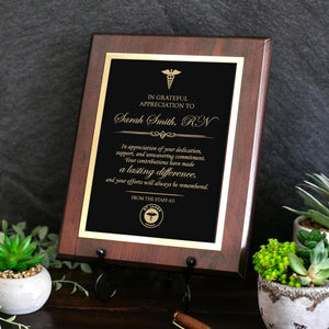 ENGRAVED Personalized Medical Appreciation Plaque