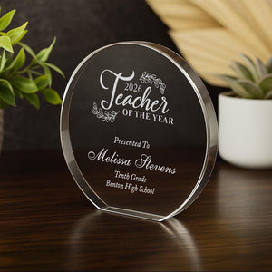 Teacher of the Year Crystal Award