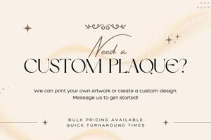 a wedding card with the words, need a custom plaque?