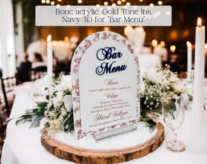 Bridal Shower Bar Sign - Elegant French Blue Chinoiserie Floral Toile Acrylic