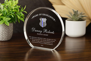 Police Chief Award Crystal Plaque