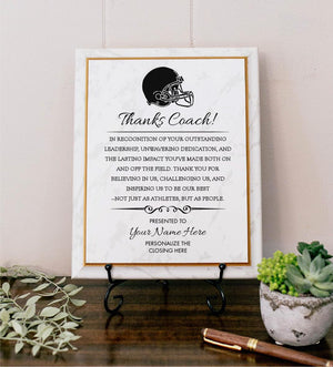 FOOTBALL Coach Appreciation Award Varsity Sports Recognition Plaque