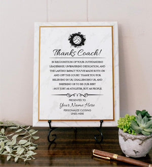 VOLLEYBALL Coach Appreciation Award Varsity Sports Recognition Plaque