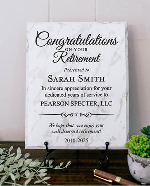 Personalized Retirement Plaque Award For Years Of Service