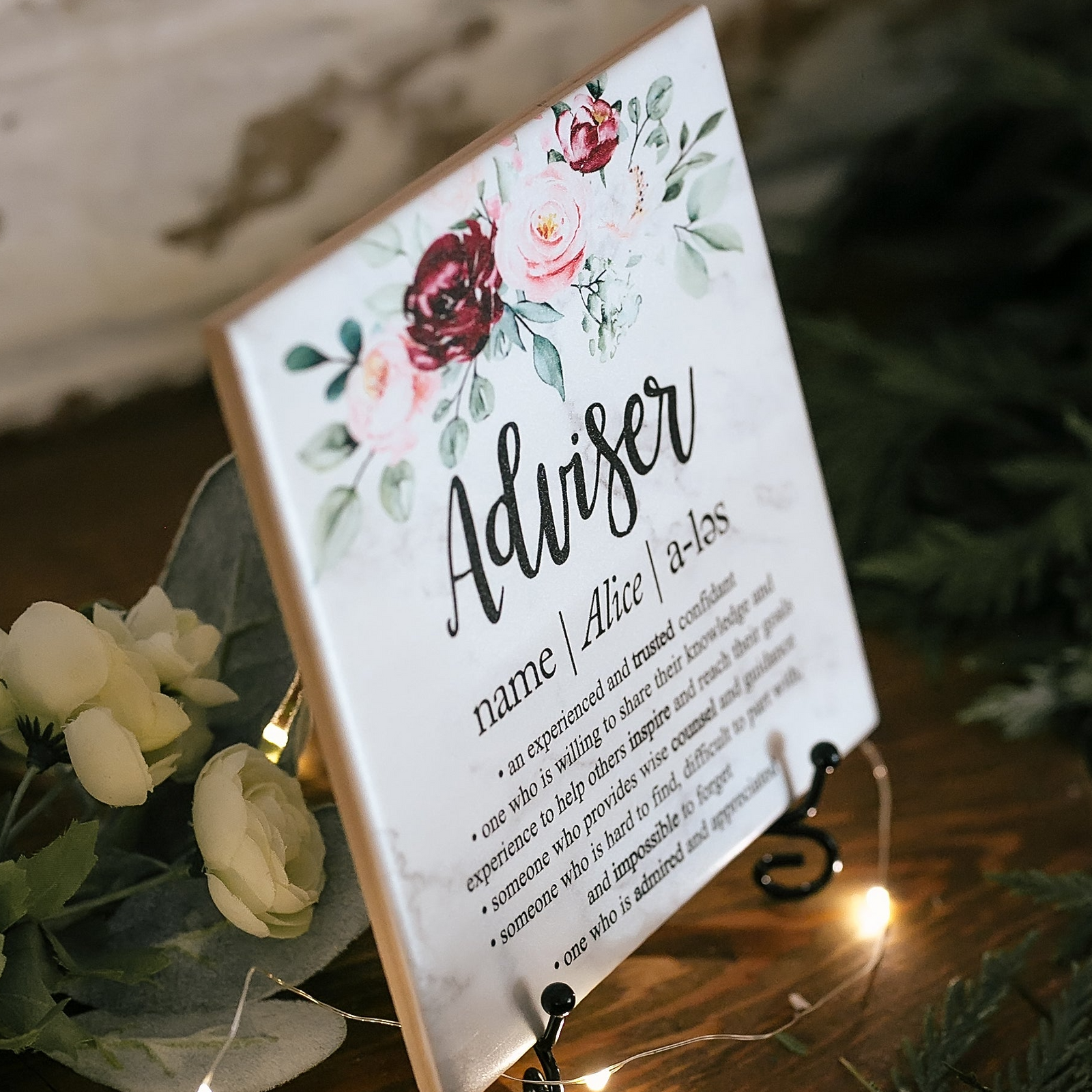 Adviser Thank You Mentor Tile Sign Plaque With Stand