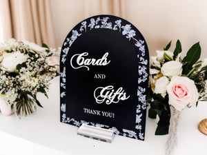 Bridal Shower Gift Sign - French Blue Arch Cards Sign With Toile Floral Design