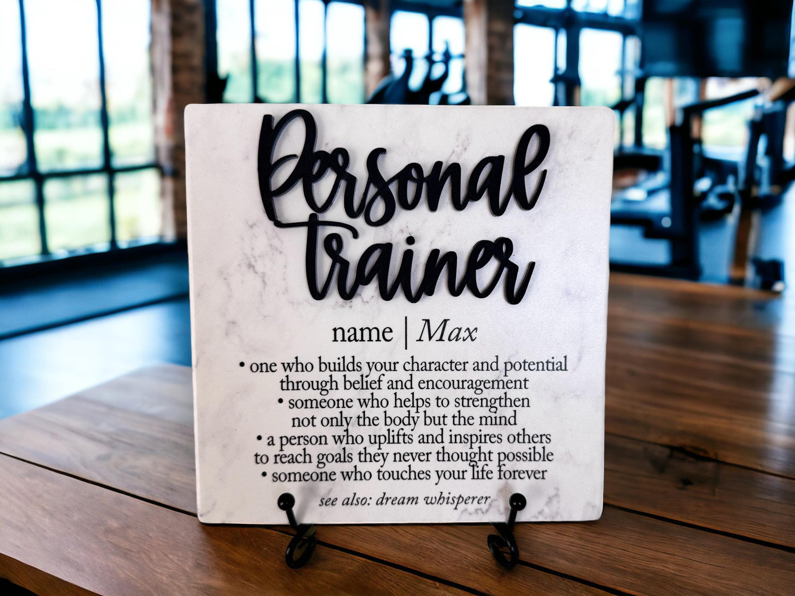 3D Personal Trainer Fitness Workout Trainer Dictionary Definition Ceramic Tile Plaque, Thank You Gym Exercise Class Instructor Sign Gift