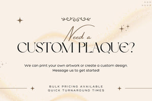 a wedding card with the words, need a custom plaque?